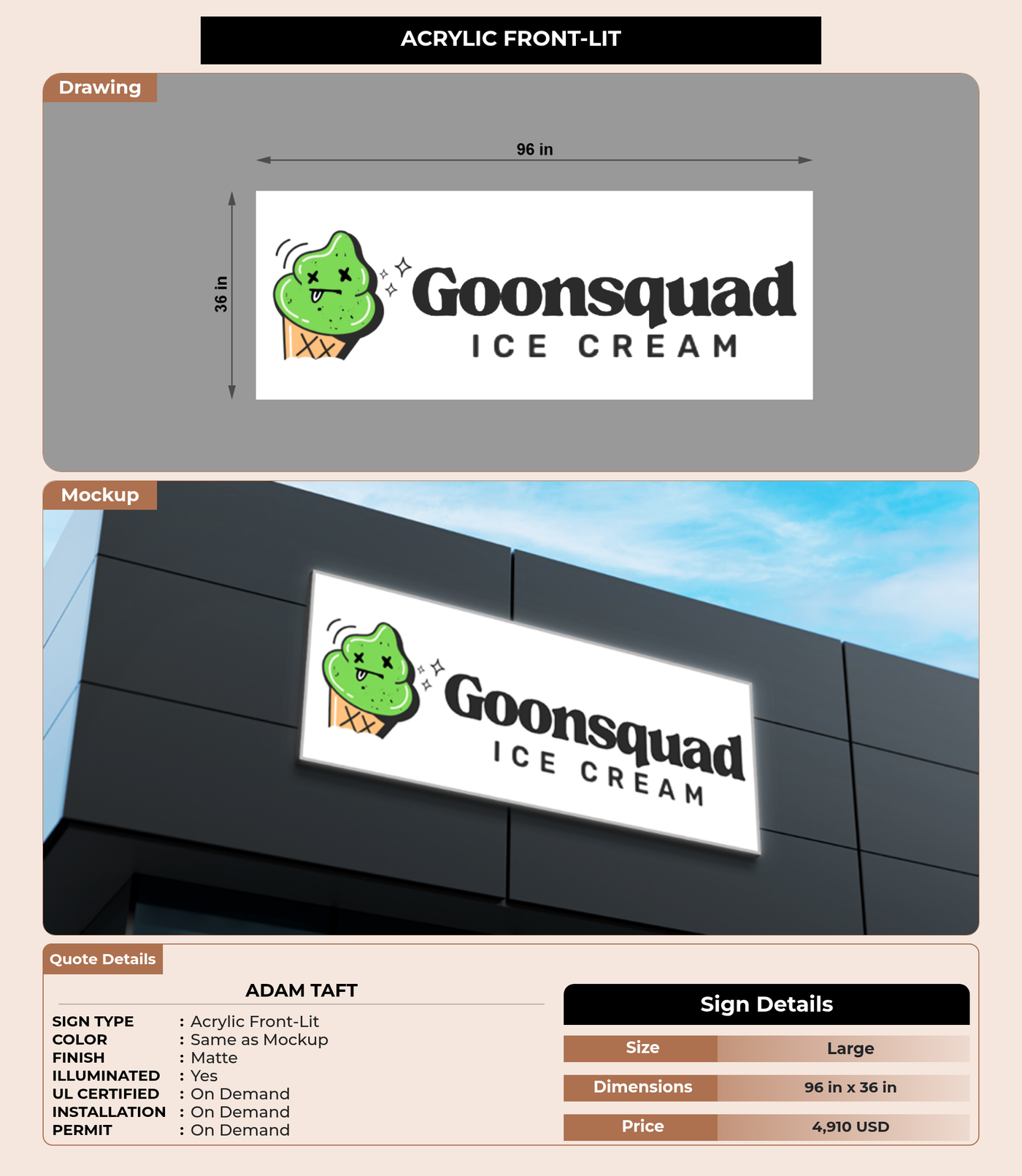 CUSTOM MOCKUP SIGN FOR Adam Taft