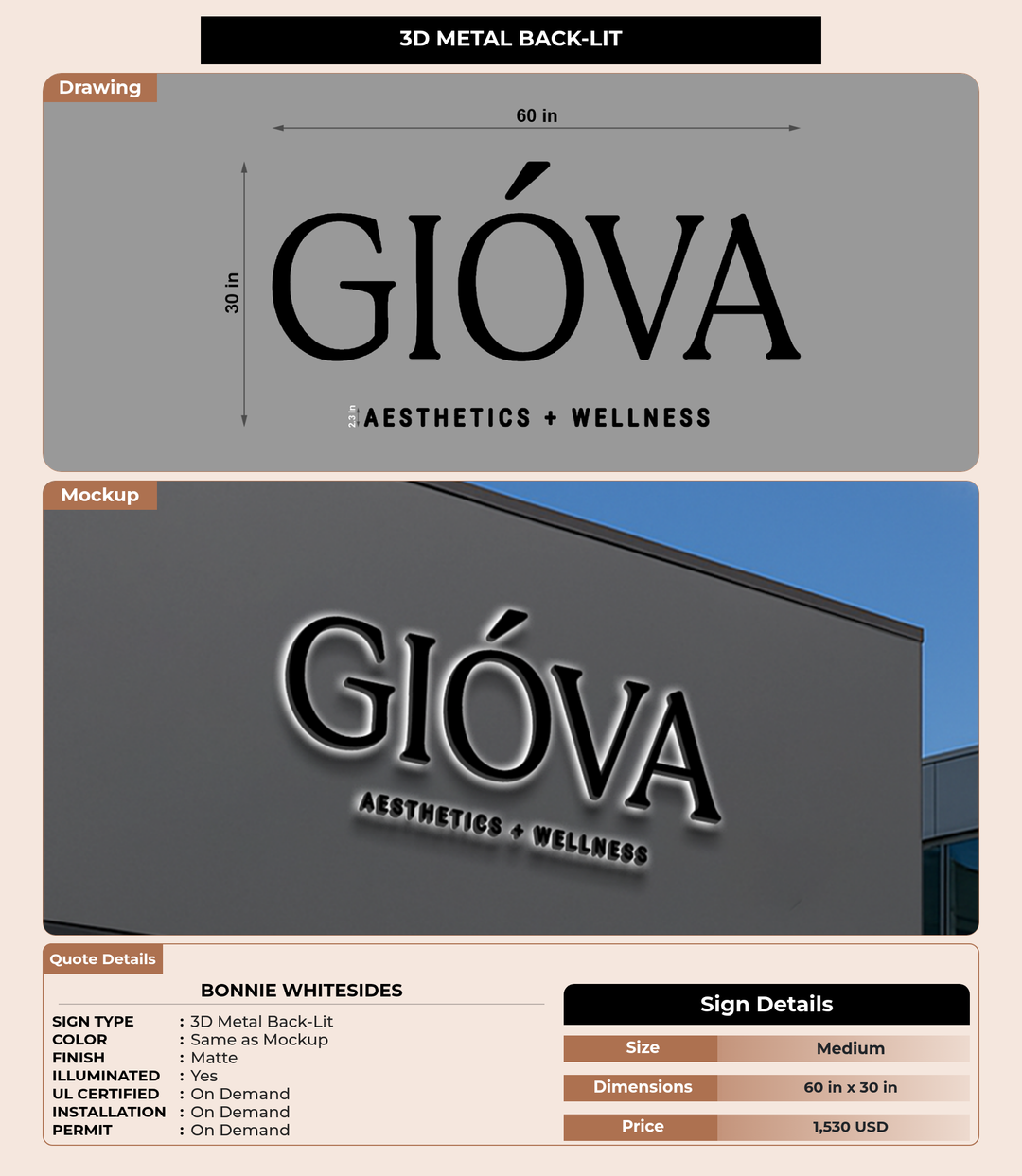 CUSTOM MOCKUP SIGN FOR Bonnie Whitesides
