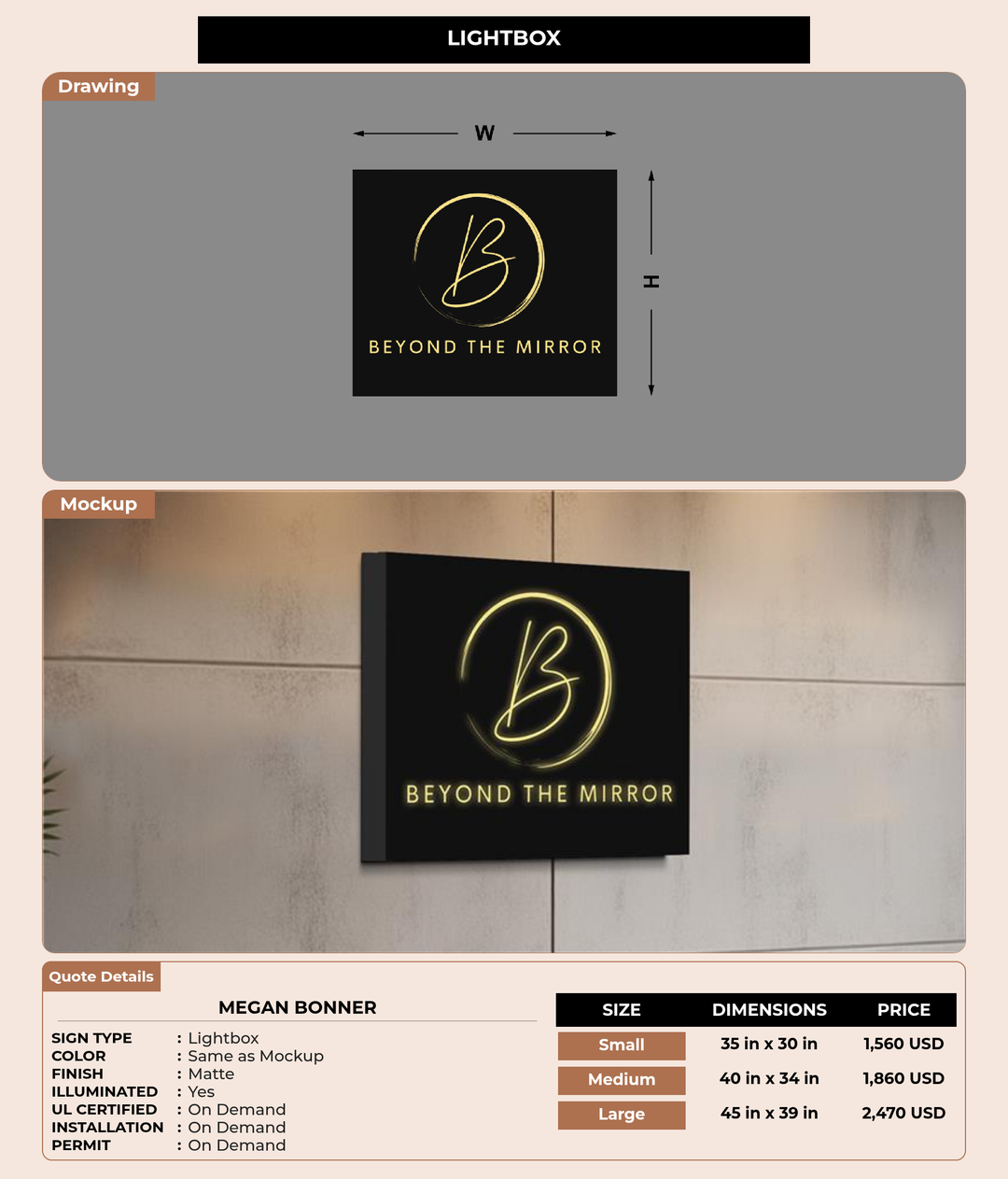 CUSTOM MOCKUP SIGN FOR Megan Bonner