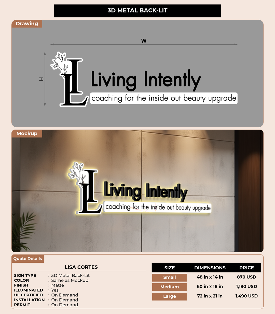 CUSTOM MOCKUP SIGN FOR Lisa Cortes