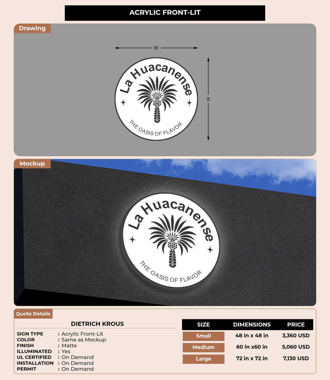 CUSTOM MOCKUP SIGN FOR Dietrich Krous