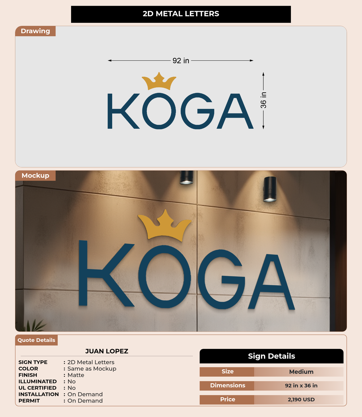 CUSTOM MOCKUP SIGN FOR JUAN LOPEZ
