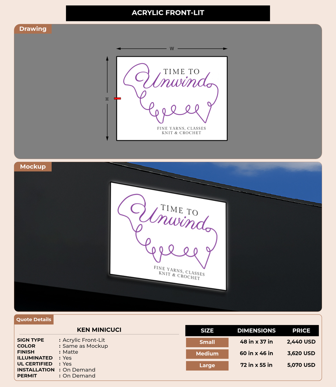 CUSTOM MOCKUP SIGN FOR Ken Minicuci