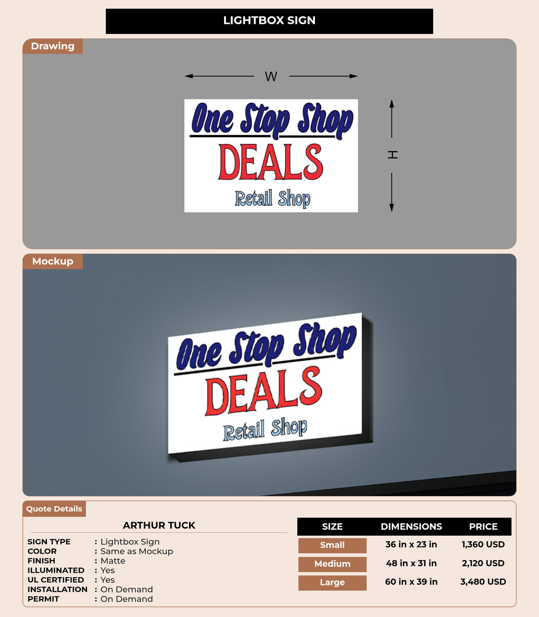 CUSTOM MOCKUP SIGN FOR Arthur Tuck