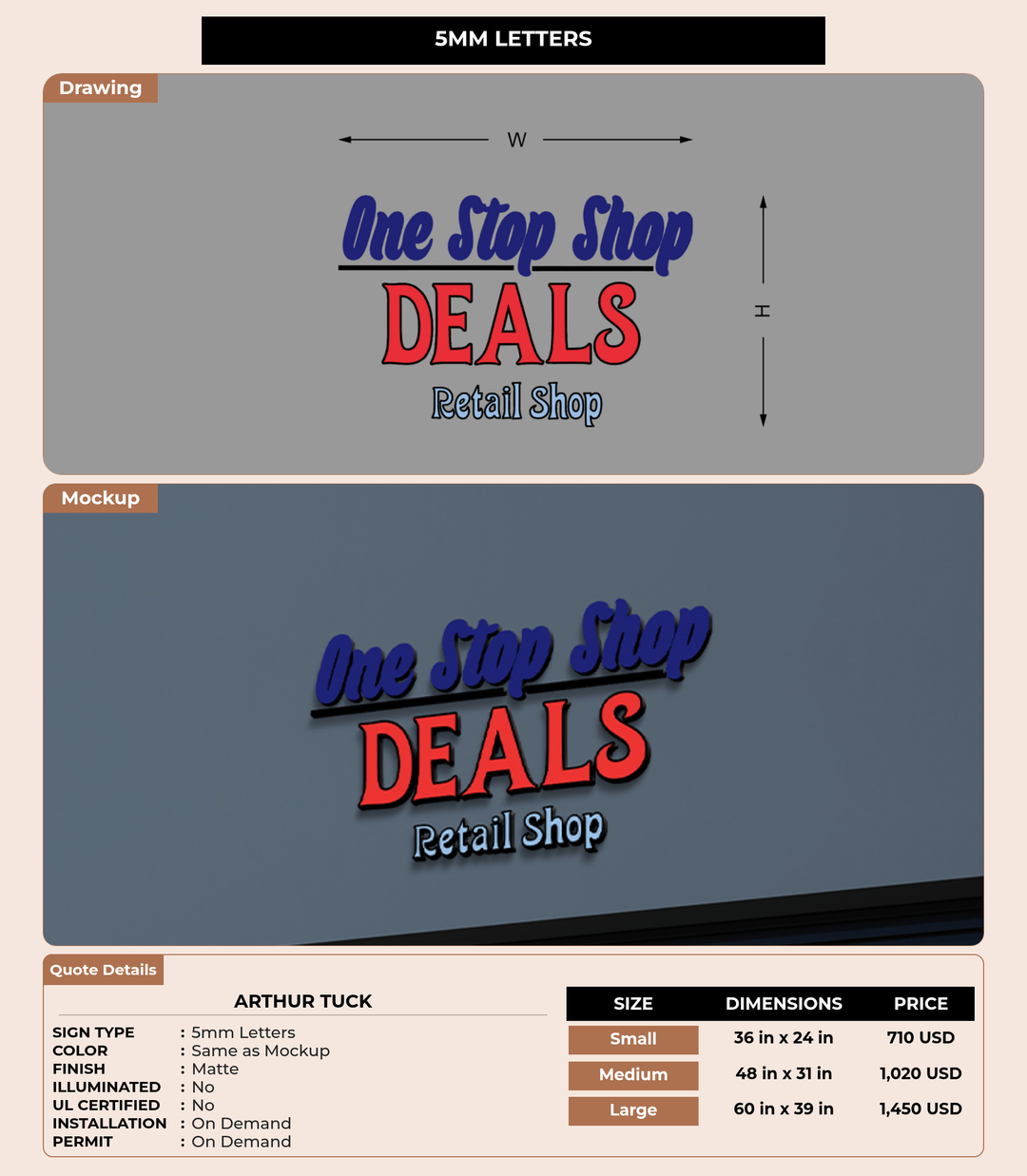 CUSTOM MOCKUP SIGN FOR Arthur Tuck