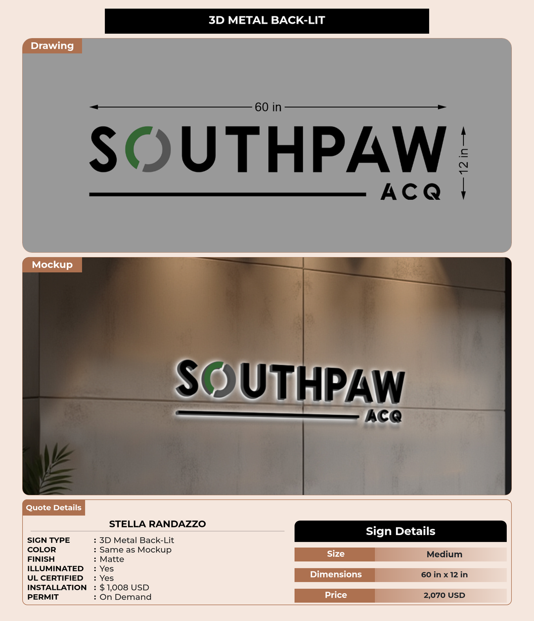 CUSTOM MOCKUP SIGN FOR Stella Randazzo