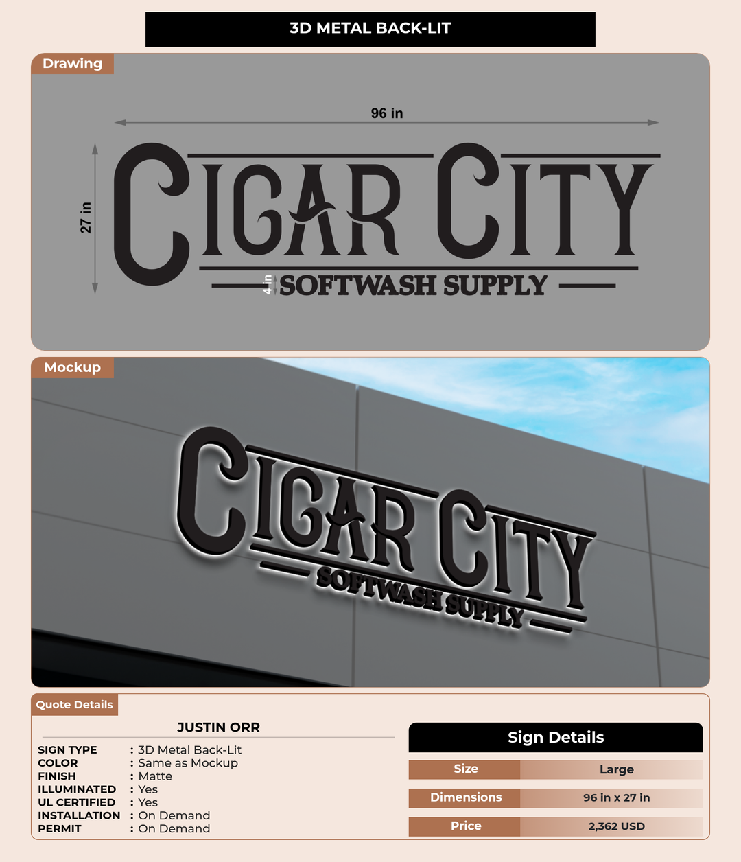 CUSTOM MOCKUP SIGN FOR Justin Orr