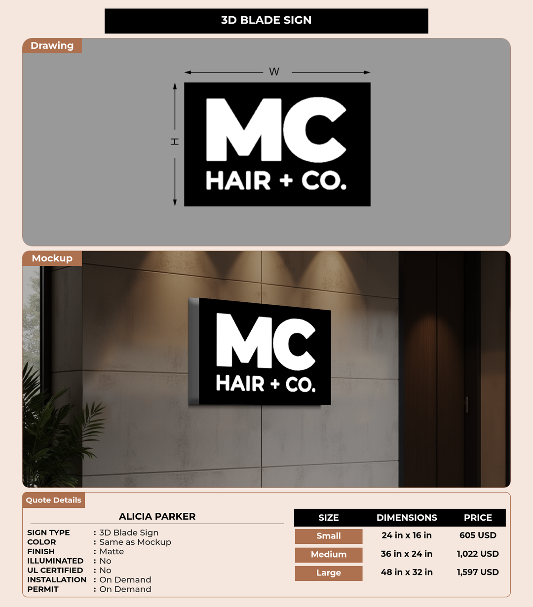 CUSTOM MOCKUP SIGN FOR Alicia Parker