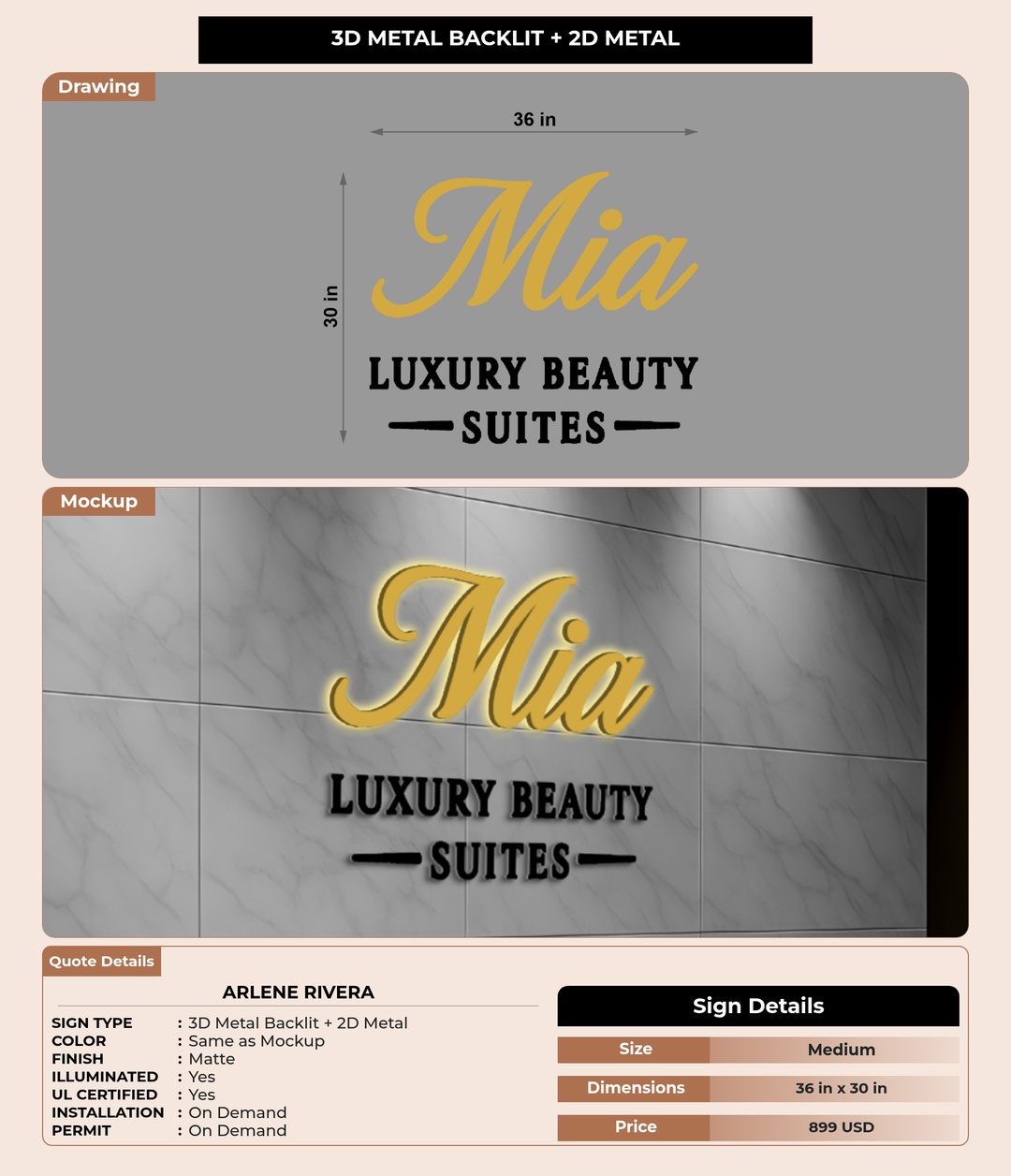 CUSTOM MOCKUP SIGN FOR Arlene Rivera