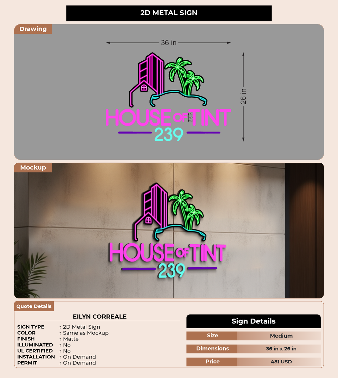 CUSTOM MOCKUP SIGN FOR Eilyn Correale