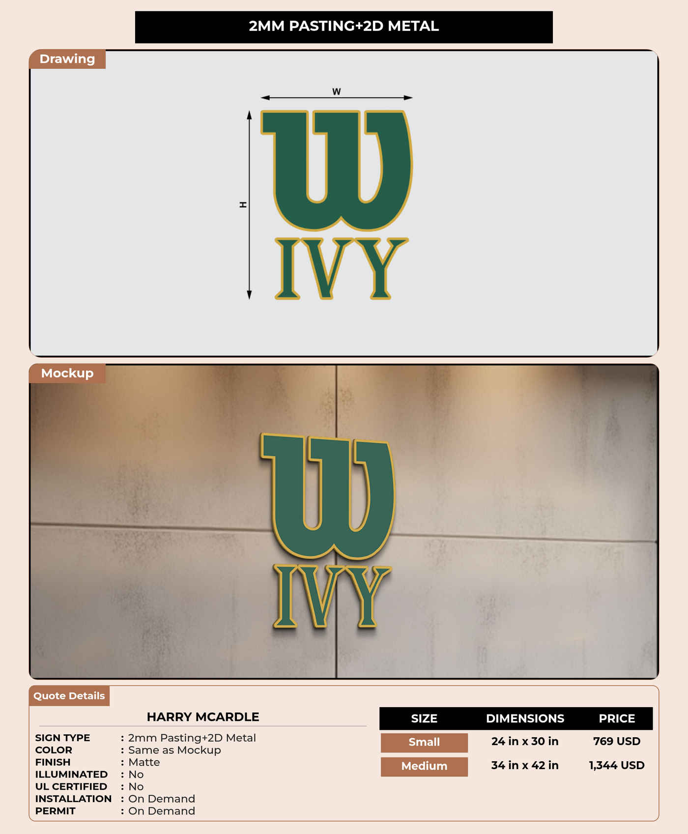 CUSTOM MOCKUP SIGN FOR Harry McArdle