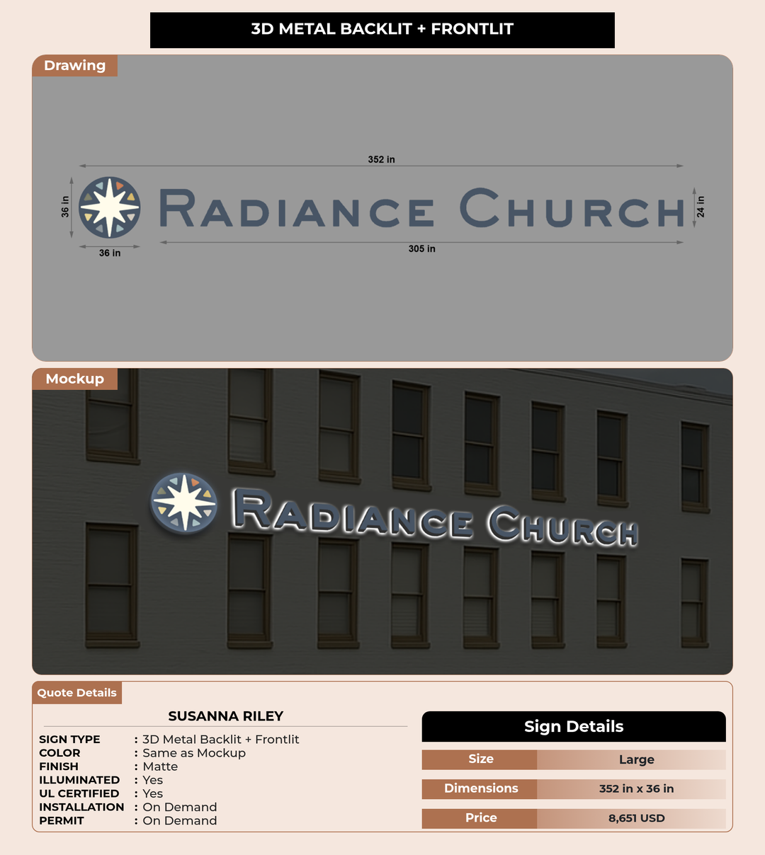 CUSTOM MOCKUP SIGN FOR Susanna Riley