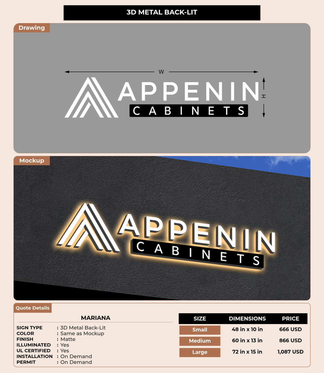 CUSTOM MOCKUP SIGN FOR Mariana