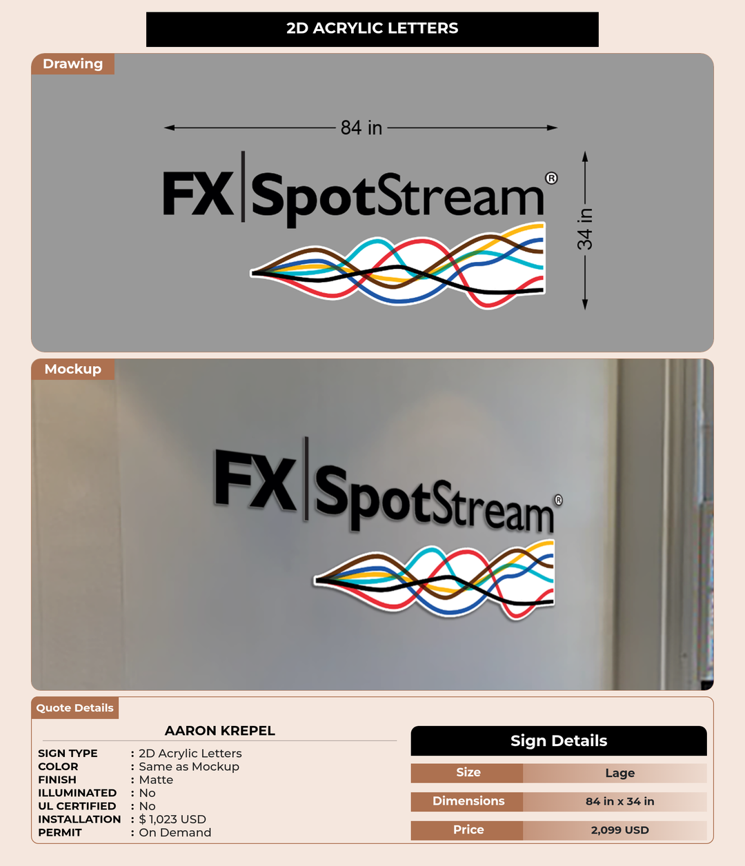 CUSTOM MOCKUP SIGN FOR Aaron Krepel