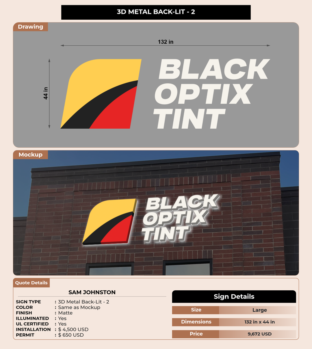 CUSTOM MOCKUP SIGN FOR Sam Johnston