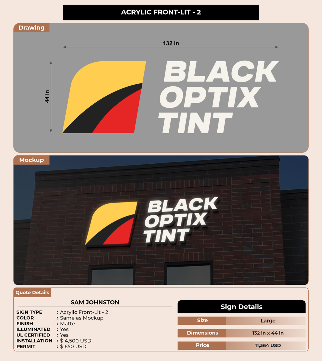 CUSTOM MOCKUP SIGN FOR Sam Johnston