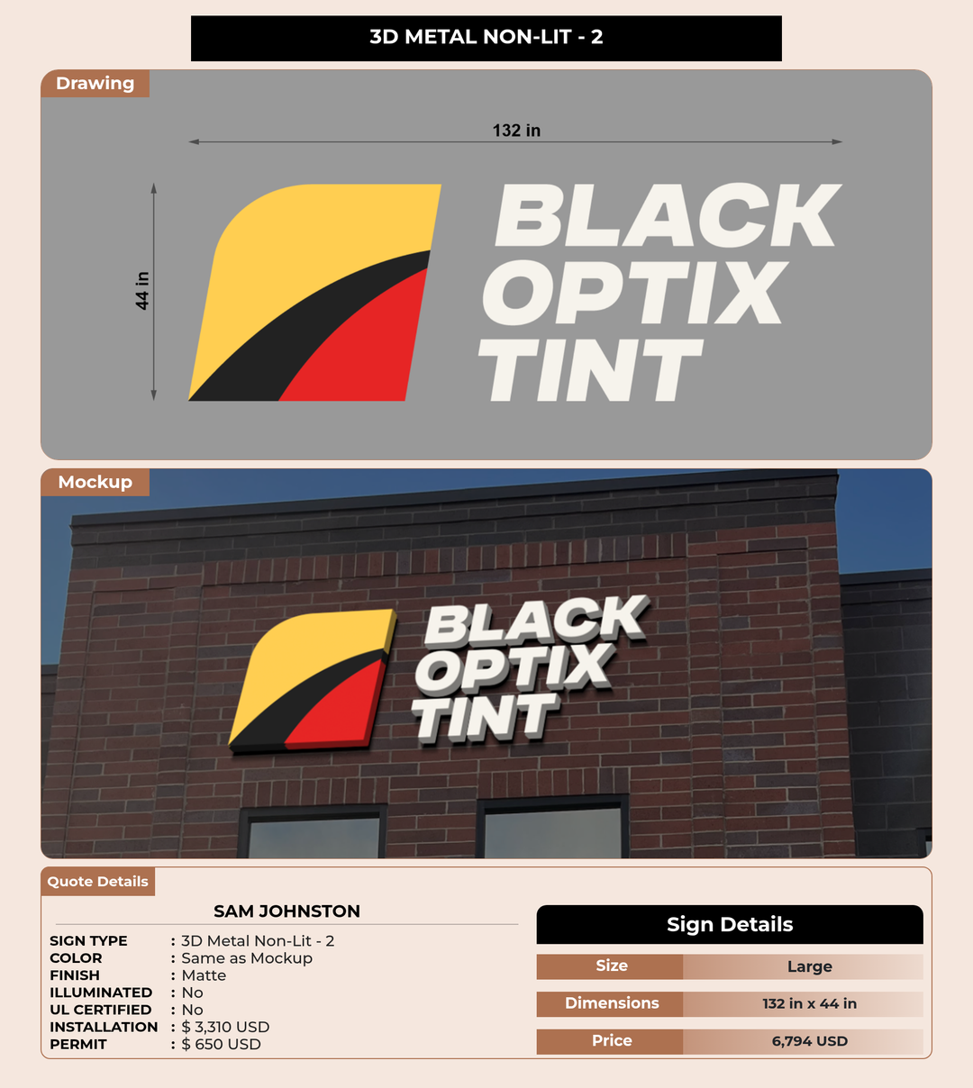 CUSTOM MOCKUP SIGN FOR Sam Johnston