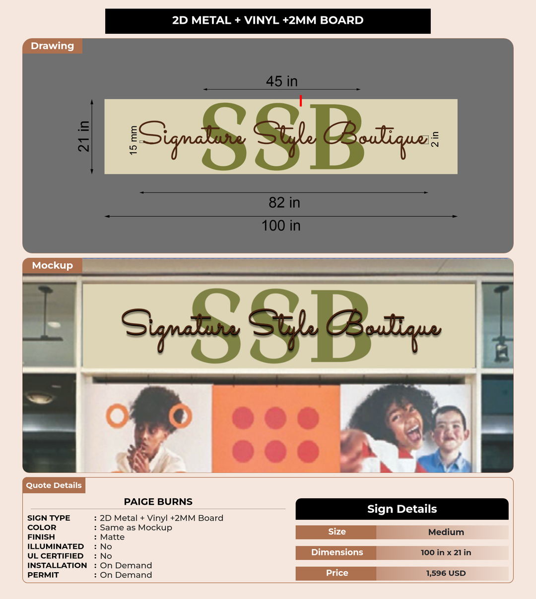 CUSTOM MOCKUP SIGN FOR Paige Burns
