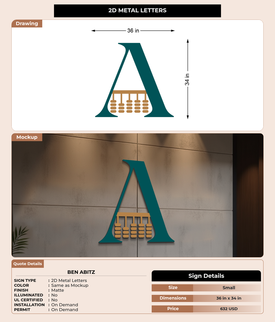 CUSTOM MOCKUP SIGN FOR Ben Abitz