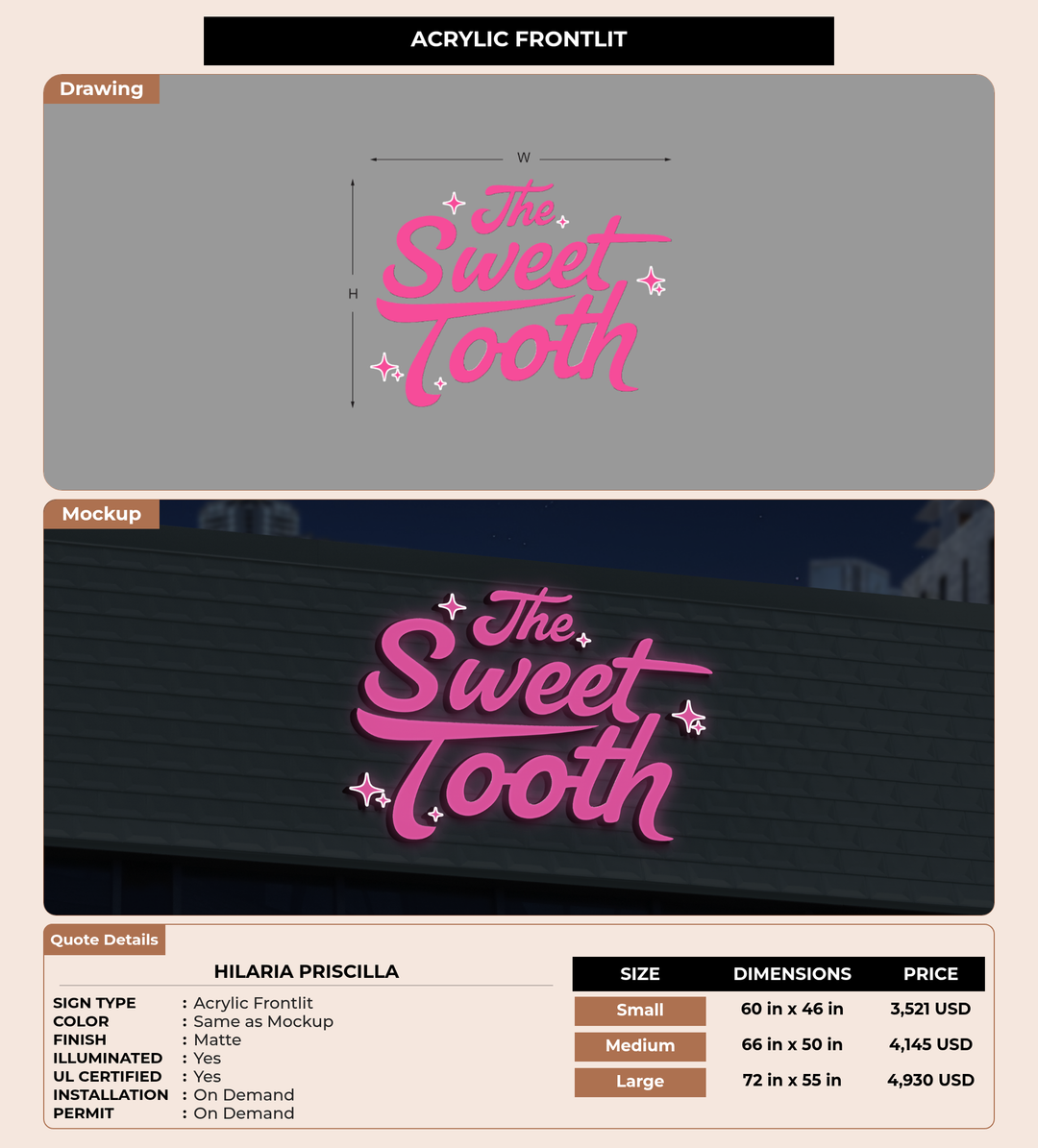 CUSTOM MOCKUP SIGN FOR Hilaria Priscilla