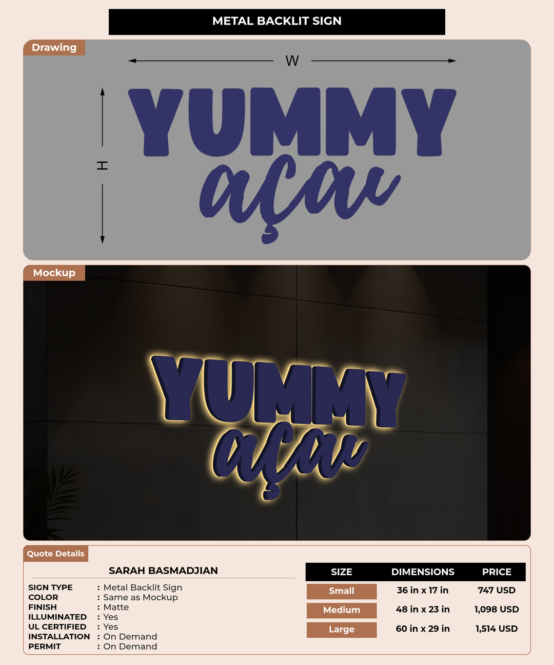 CUSTOM MOCKUP SIGN FOR Sarah Basmadjian