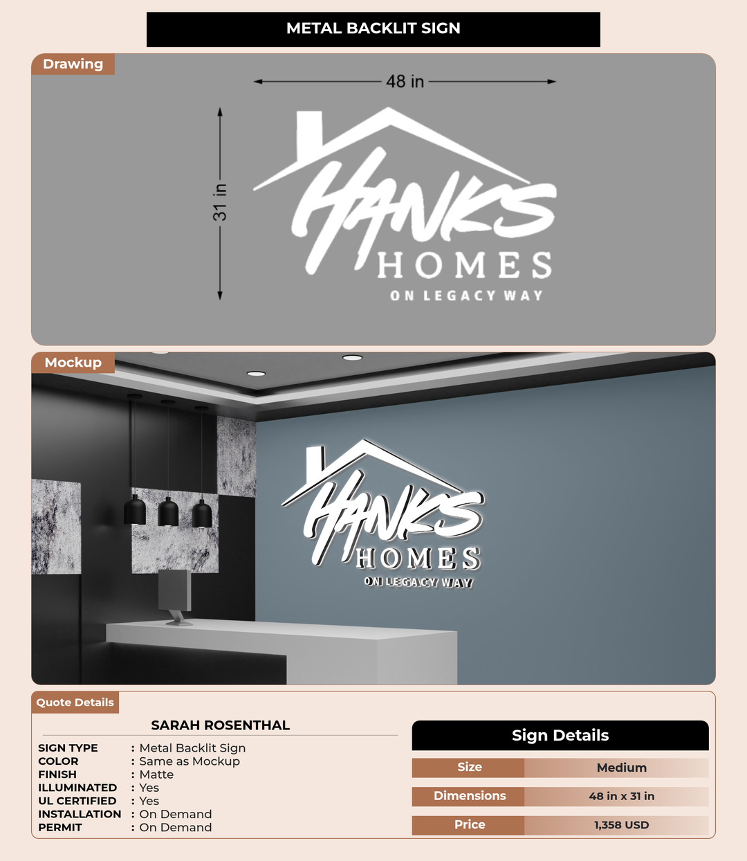 CUSTOM MOCKUP SIGN FOR Sarah Rosenthal