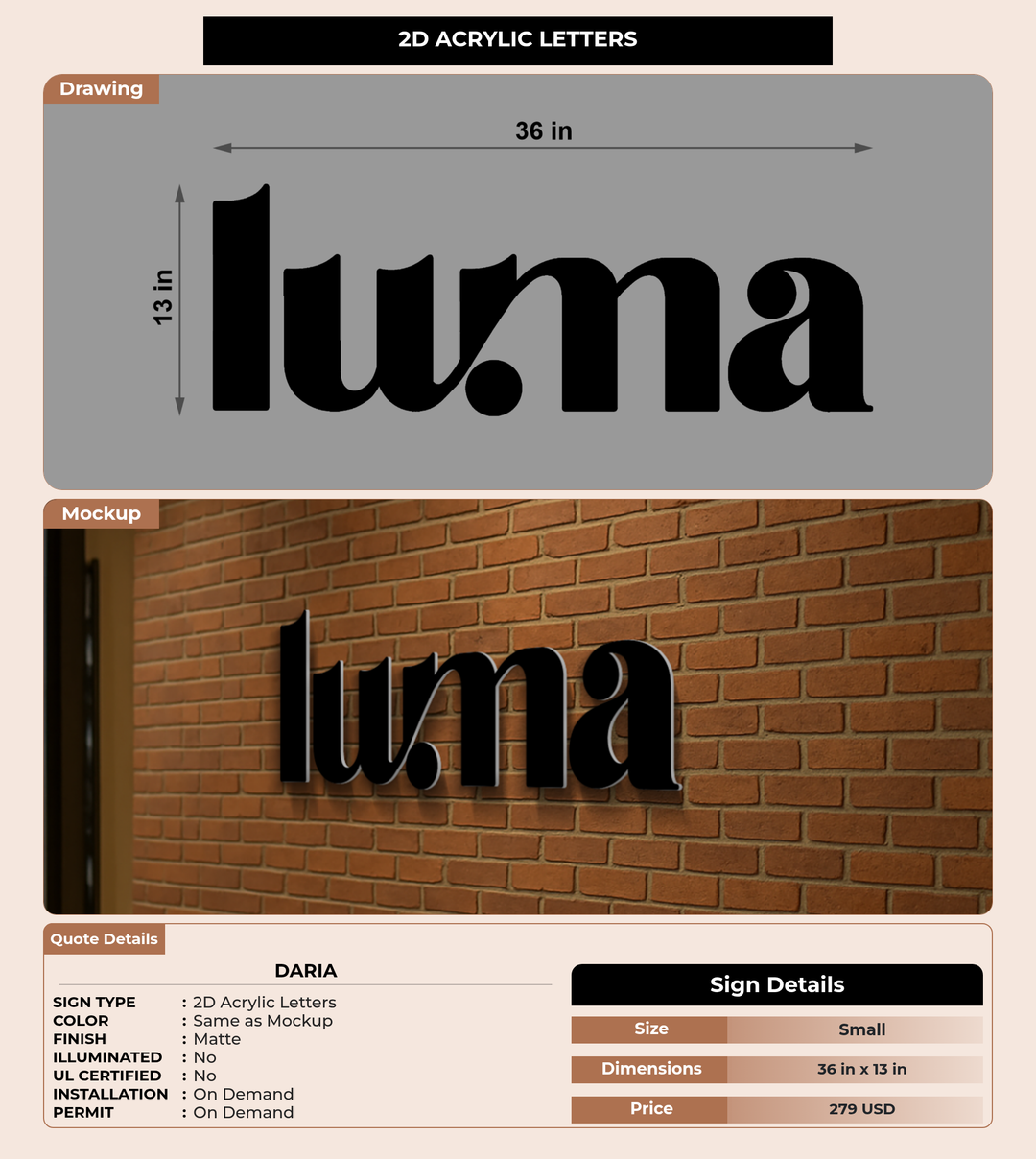 CUSTOM MOCKUP SIGN FOR Daria