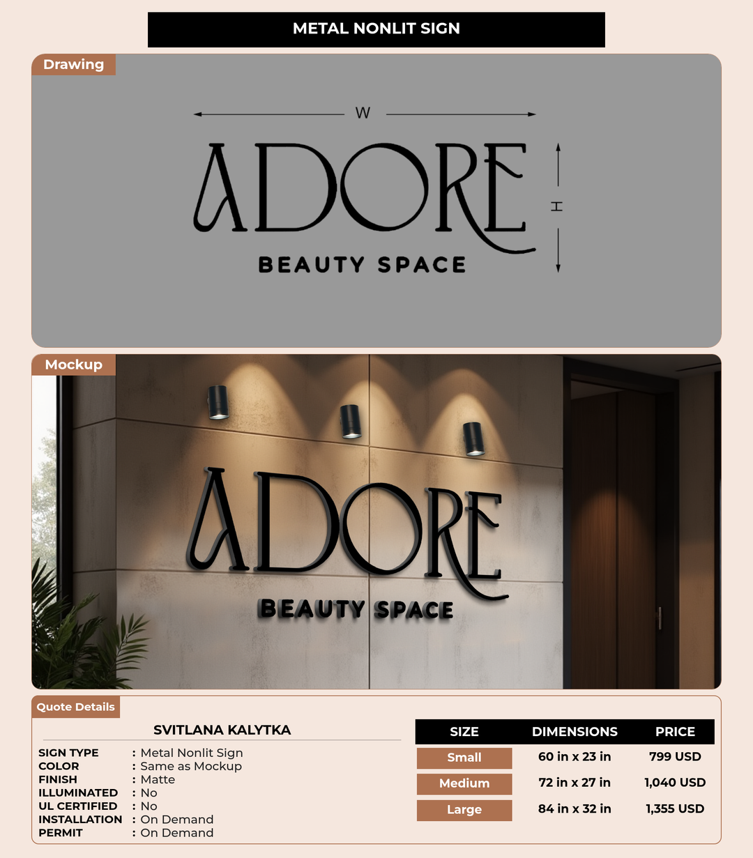 CUSTOM MOCKUP SIGN FOR Svitlana Kalytka