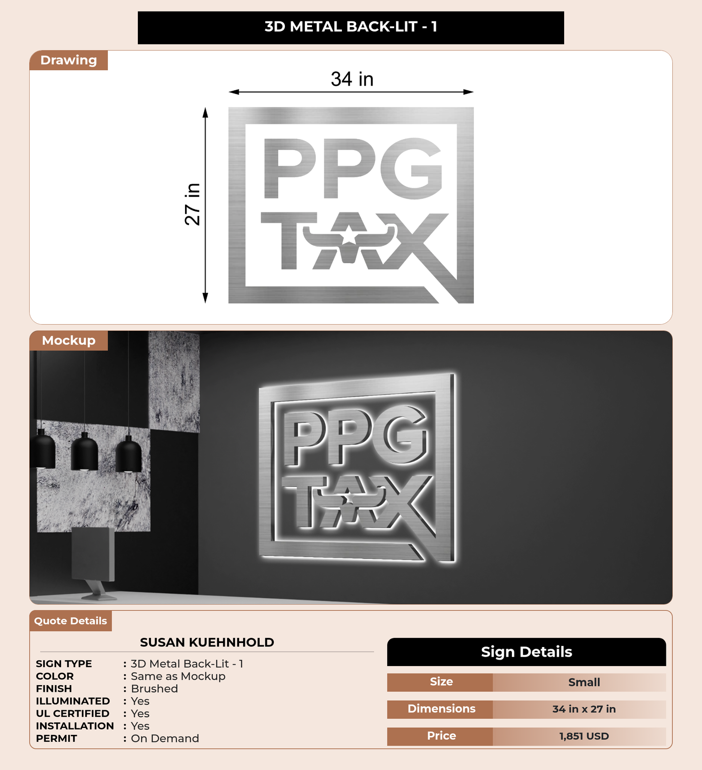 CUSTOM MOCKUP SIGN FOR Susan Kuehnhold