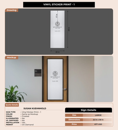 CUSTOM MOCKUP SIGN FOR Susan Kuehnhold