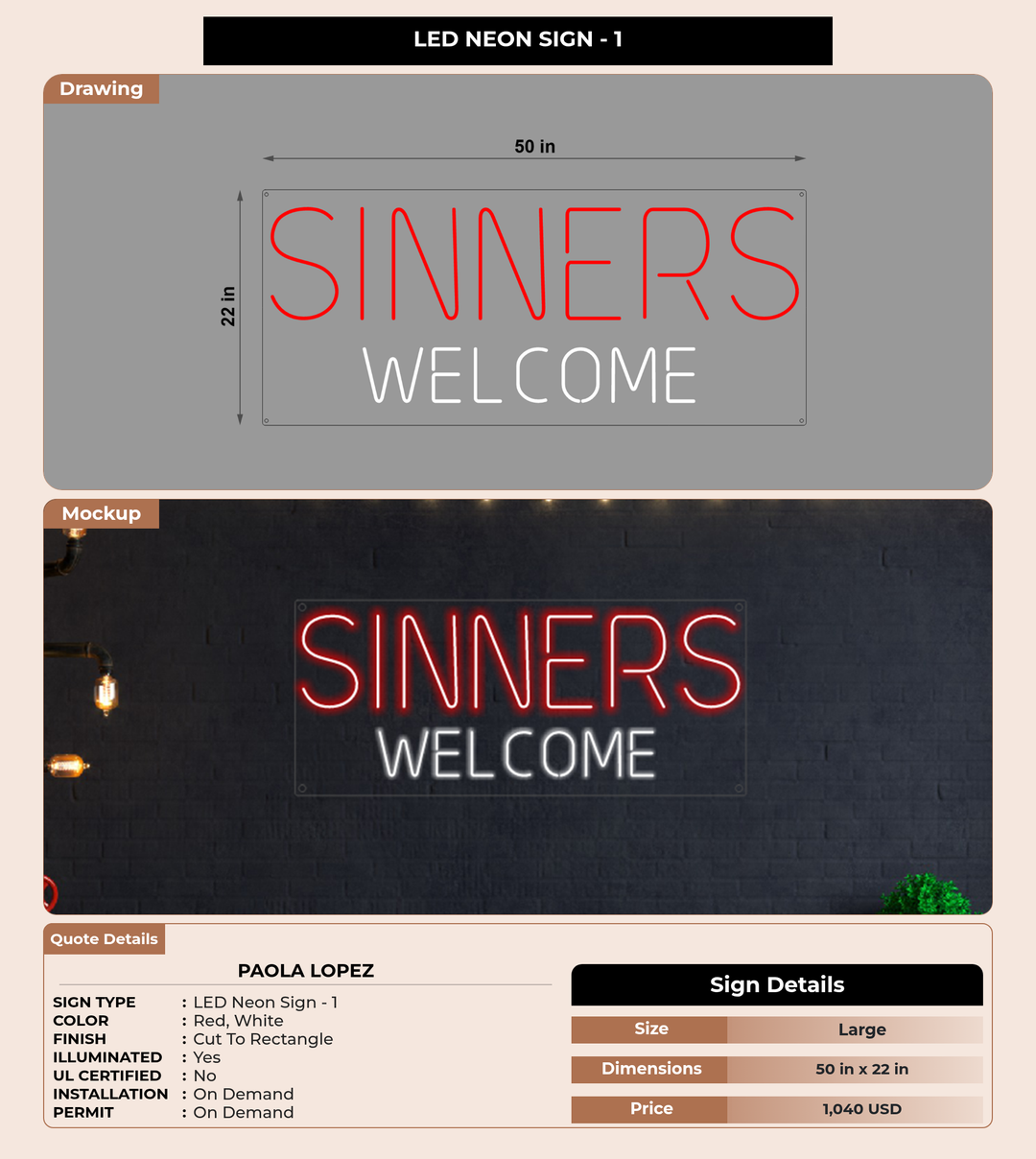 CUSTOM MOCKUP SIGN FOR paola lopez