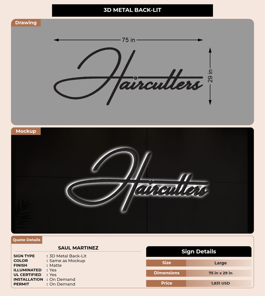 CUSTOM MOCKUP SIGN FOR Saul Martinez