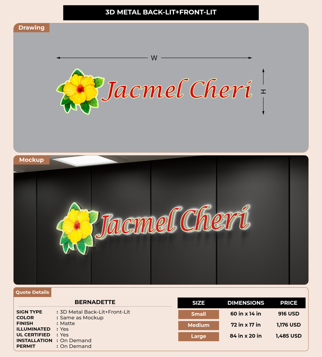 CUSTOM MOCKUP SIGN FOR Bernadette