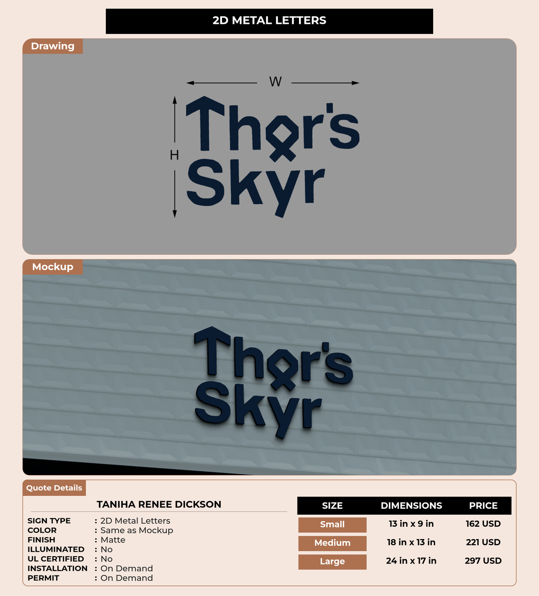 CUSTOM MOCKUP SIGN FOR Taniha Renee Dickson