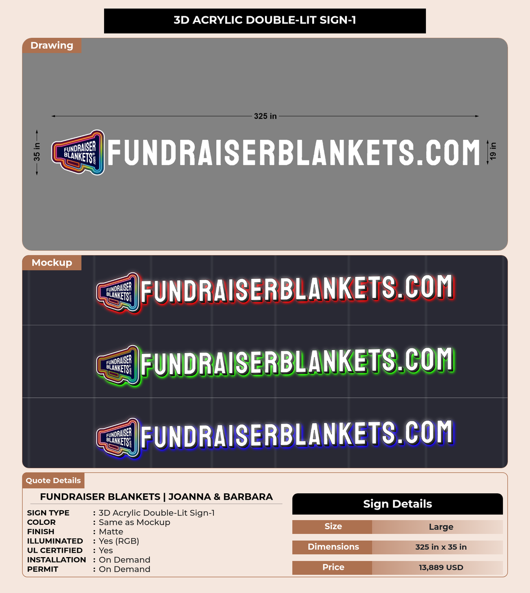 CUSTOM MOCKUP SIGN FOR Fundraiser Blankets | Joanna & Barbara