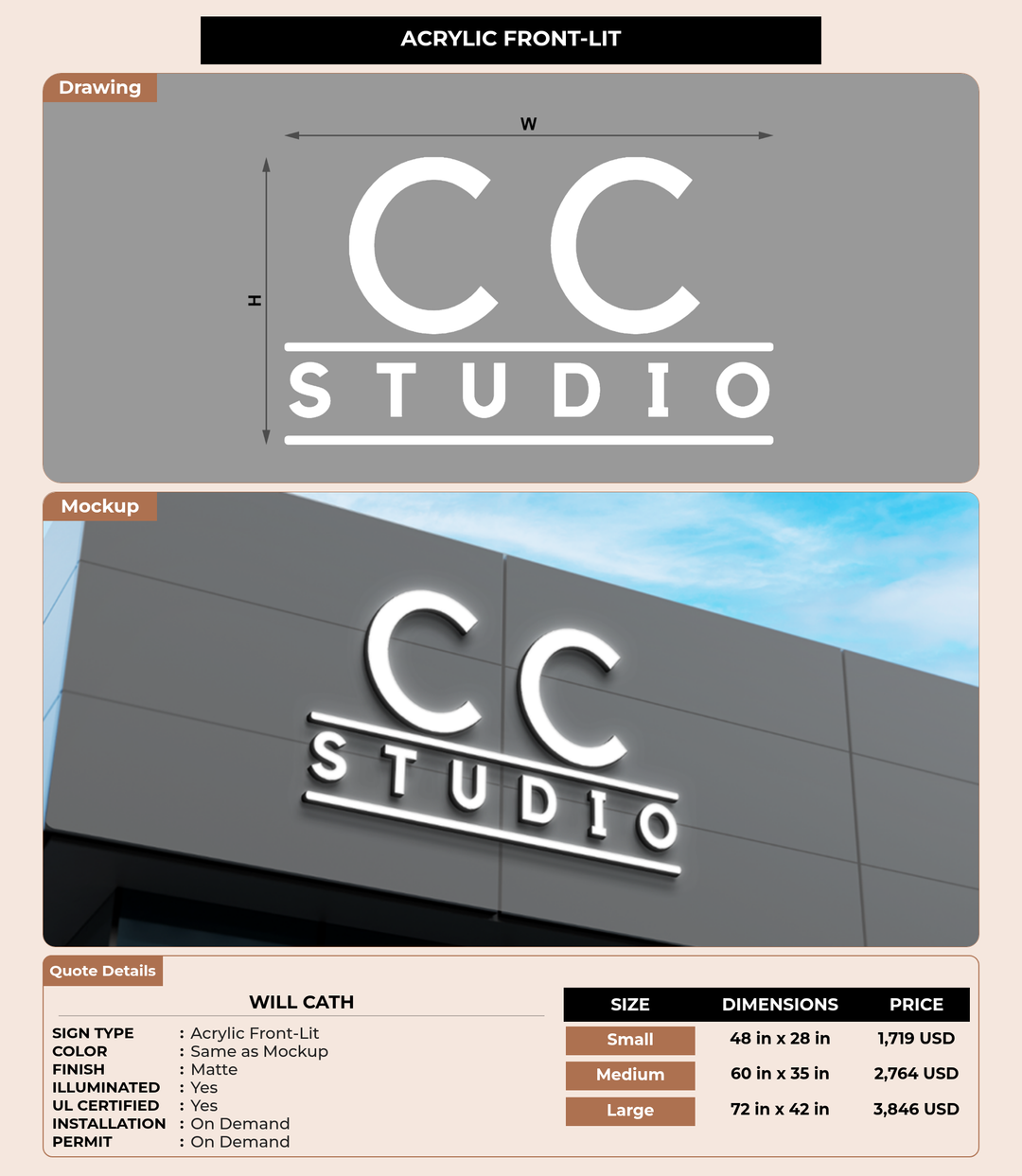 CUSTOM MOCKUP SIGN FOR Will Cath