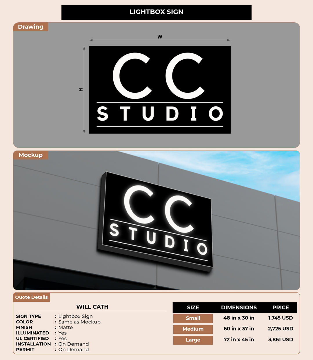 CUSTOM MOCKUP SIGN FOR Will Cath