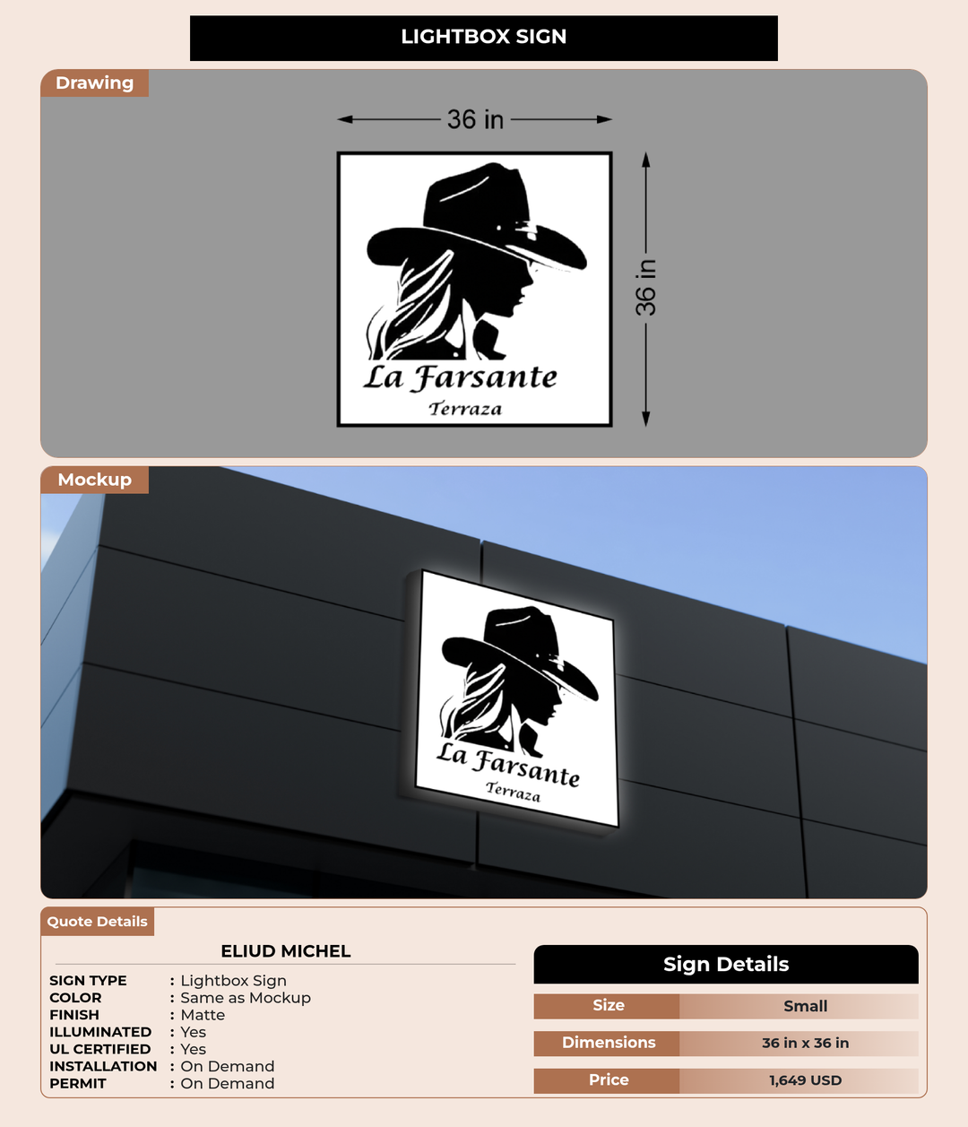 CUSTOM MOCKUP SIGN FOR Eliud Michel
