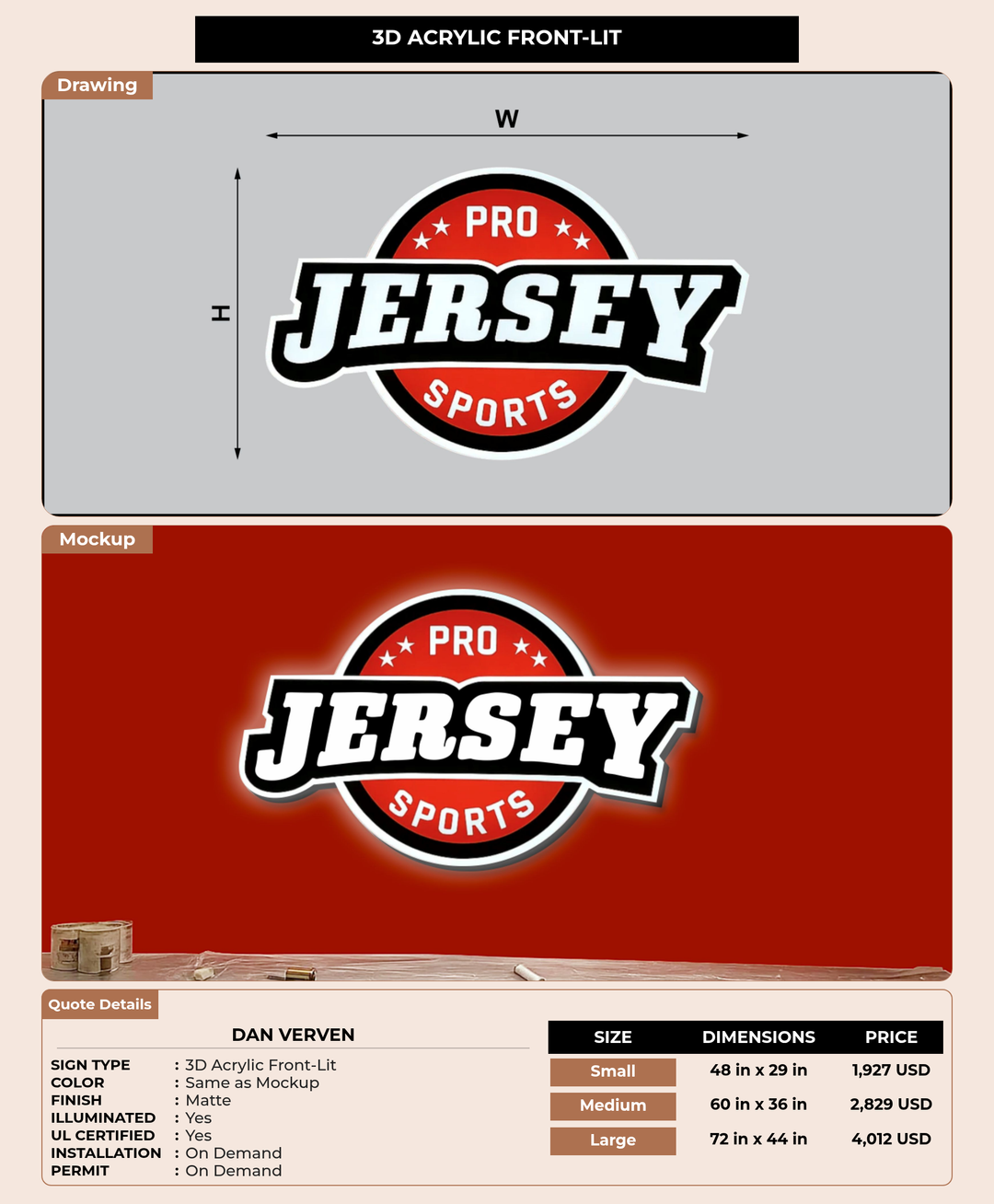 CUSTOM MOCKUP SIGN FOR Dan Verven