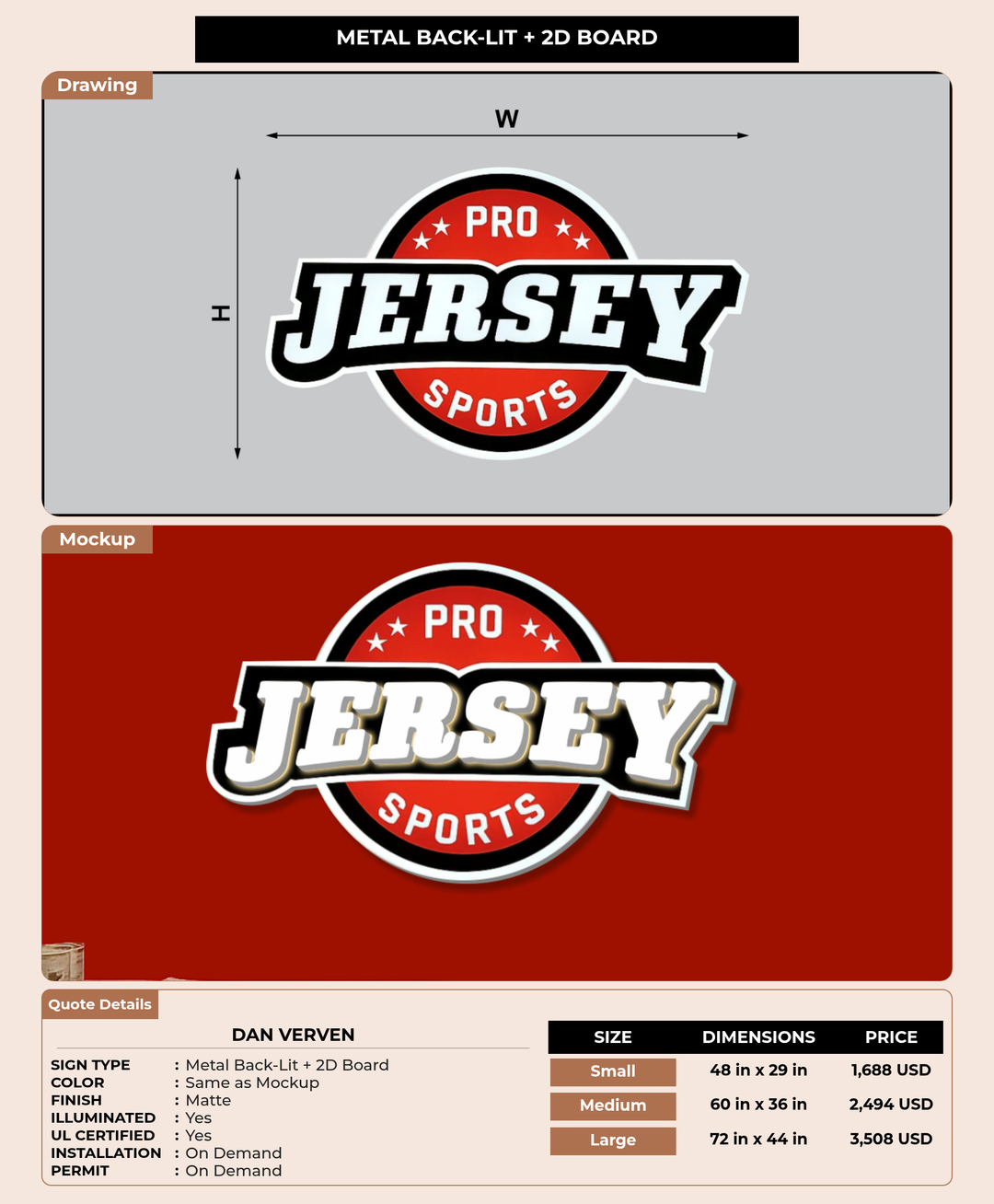 CUSTOM MOCKUP SIGN FOR Dan Verven