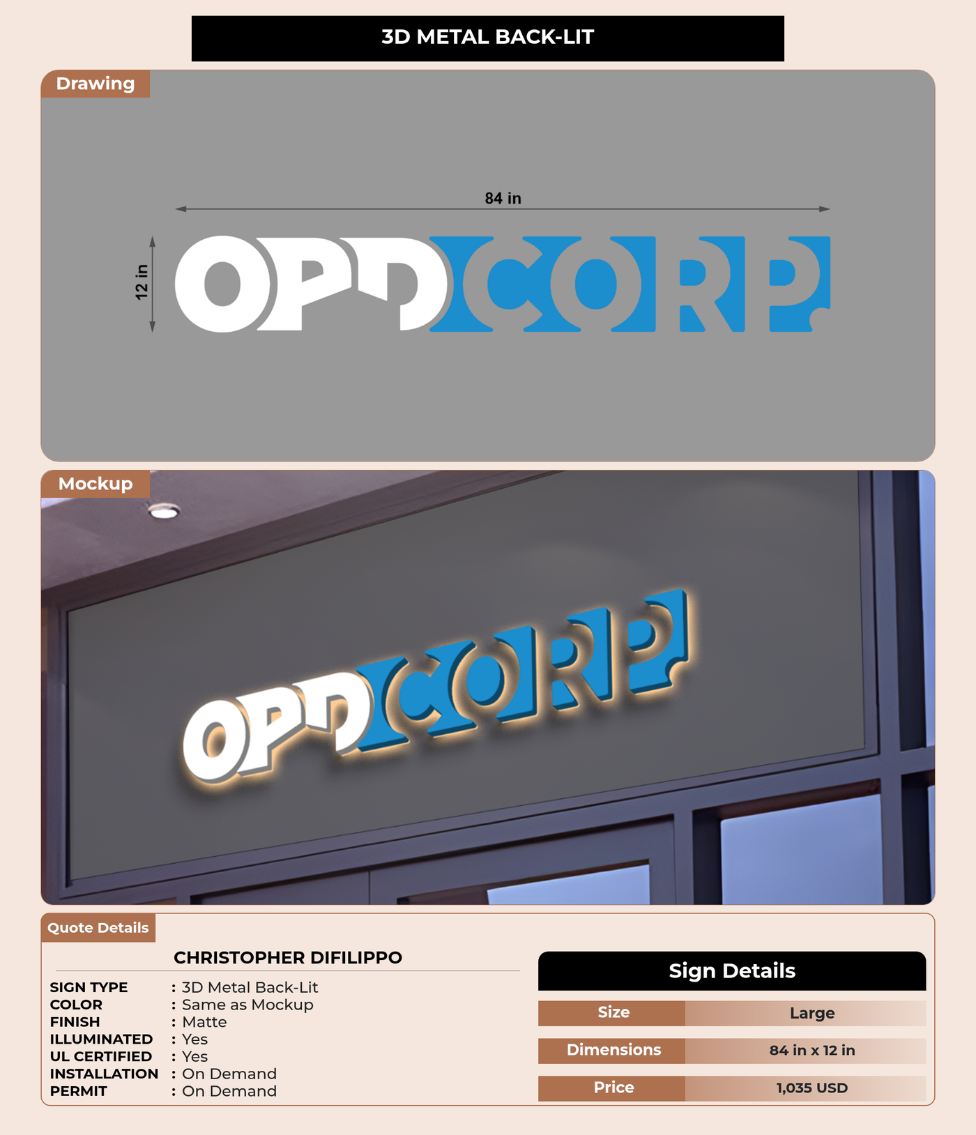 CUSTOM MOCKUP SIGN FOR Christopher DiFilippo