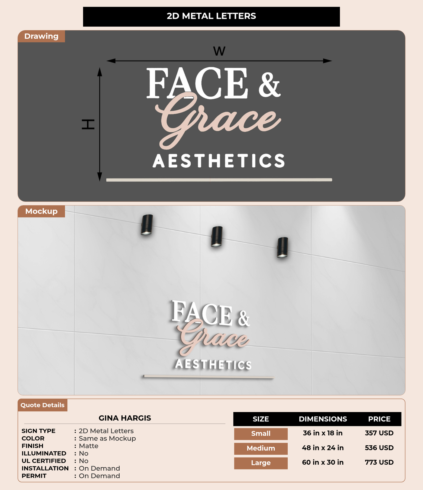 CUSTOM MOCKUP SIGN FOR Gina Hargis