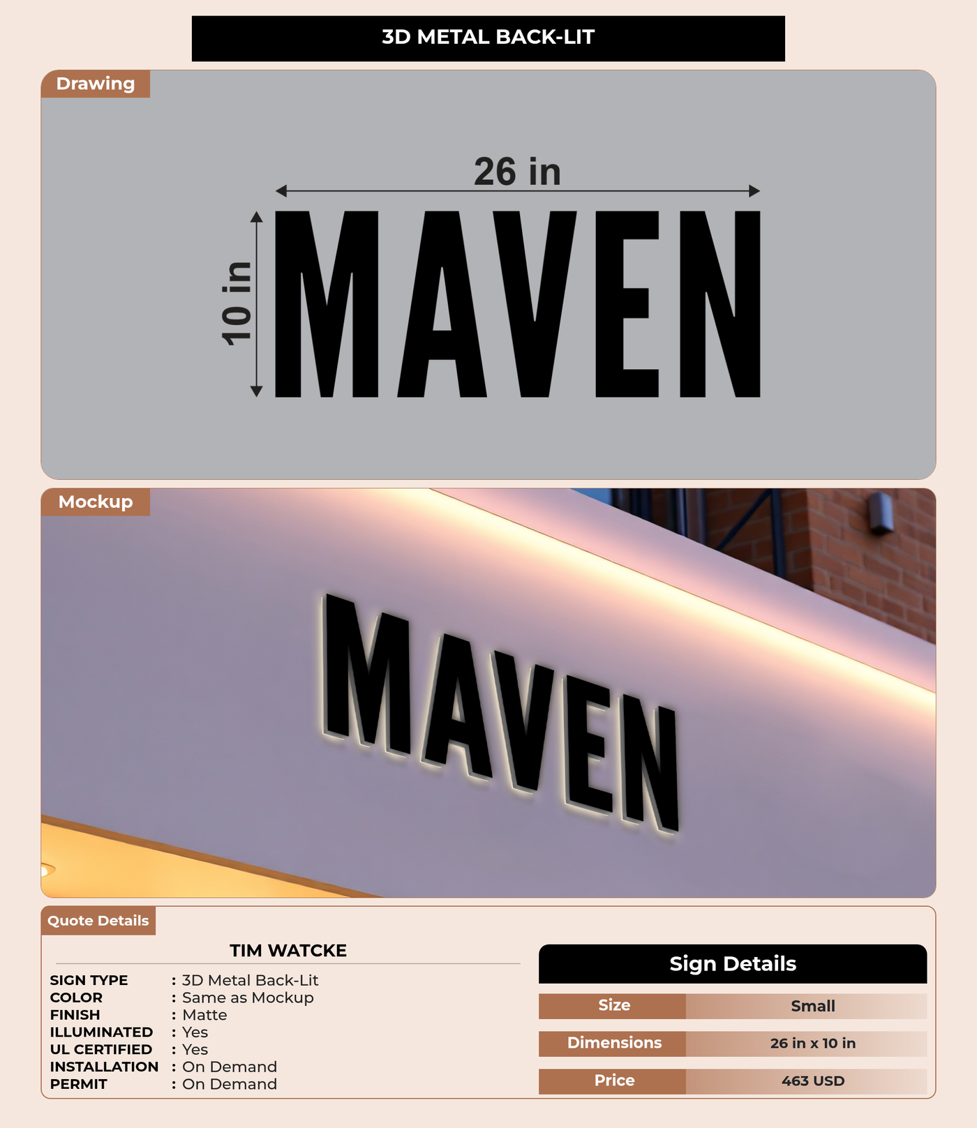 CUSTOM MOCKUP SIGN FOR Tim Watcke