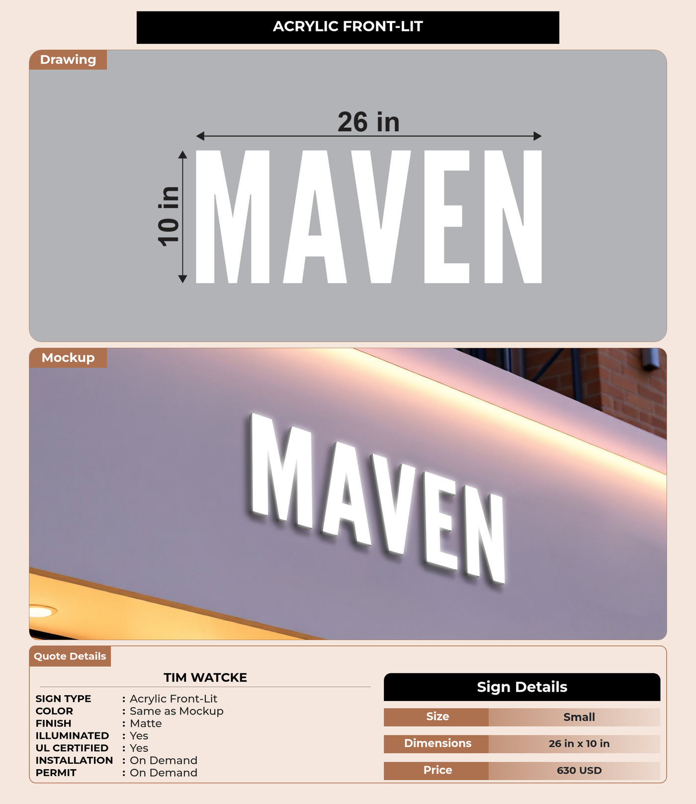 CUSTOM MOCKUP SIGN FOR Tim Watcke