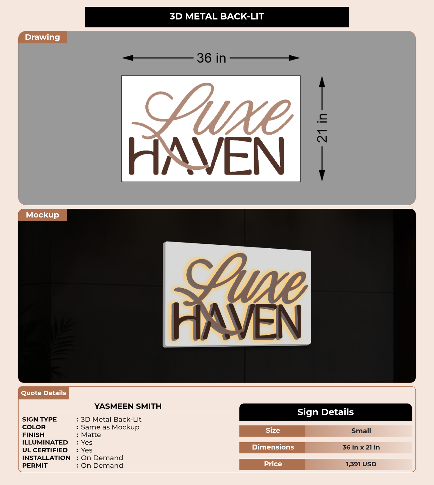 CUSTOM MOCKUP SIGN FOR Yasmeen  Smith