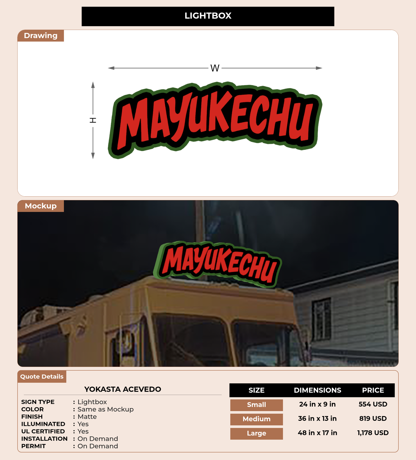 CUSTOM MOCKUP SIGN FOR Yokasta acevedo