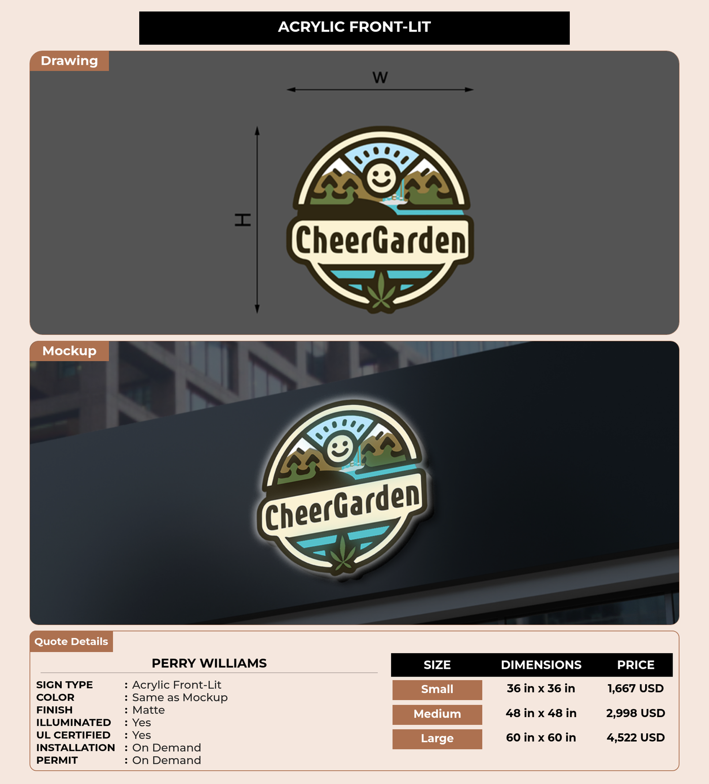 CUSTOM MOCKUP SIGN FOR Perry Williams