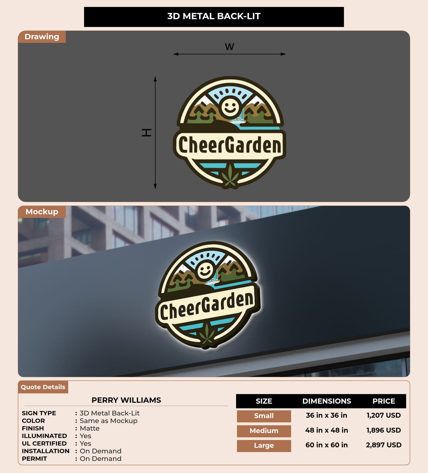 CUSTOM MOCKUP SIGN FOR Perry Williams