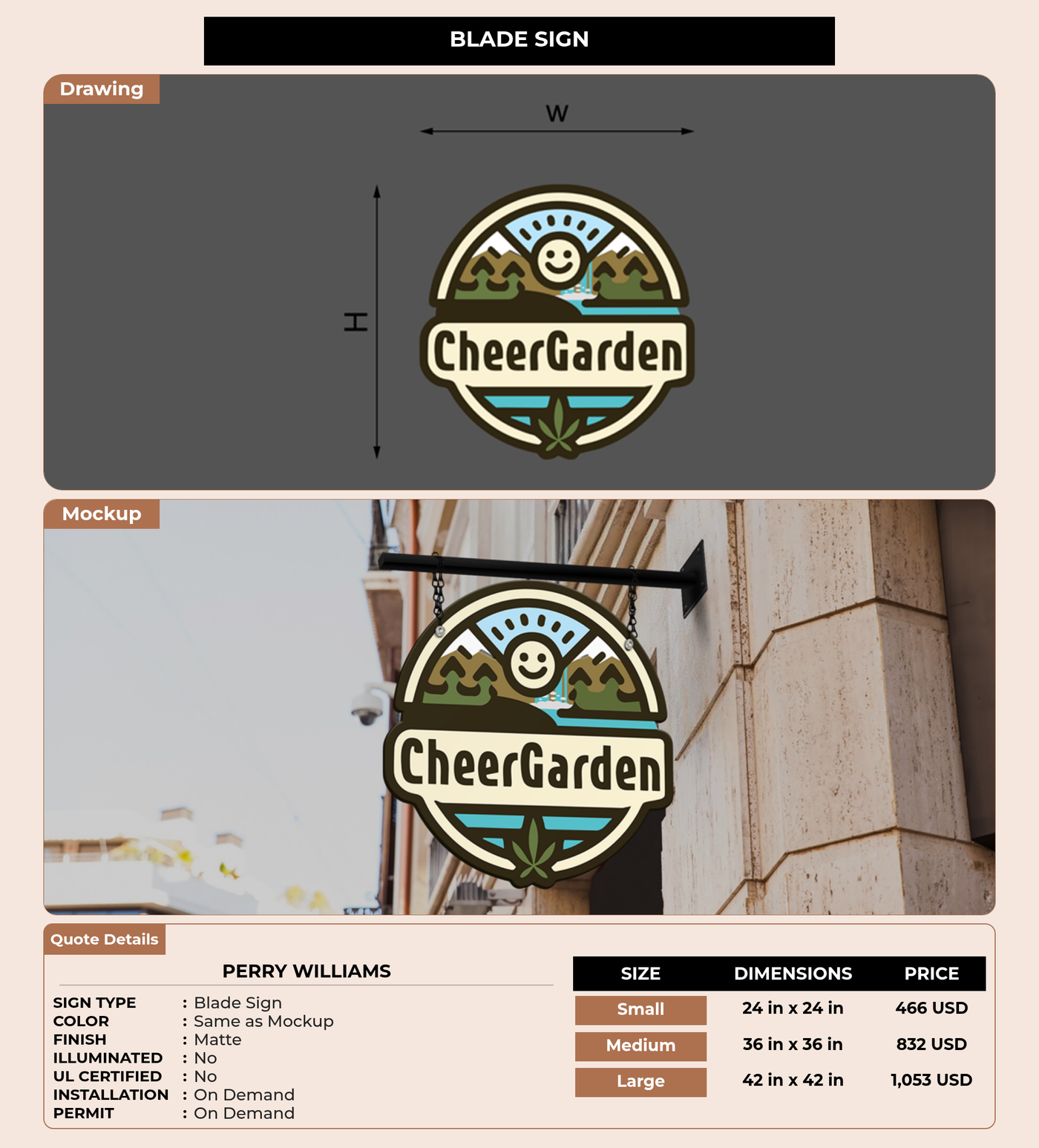 CUSTOM MOCKUP SIGN FOR Perry Williams