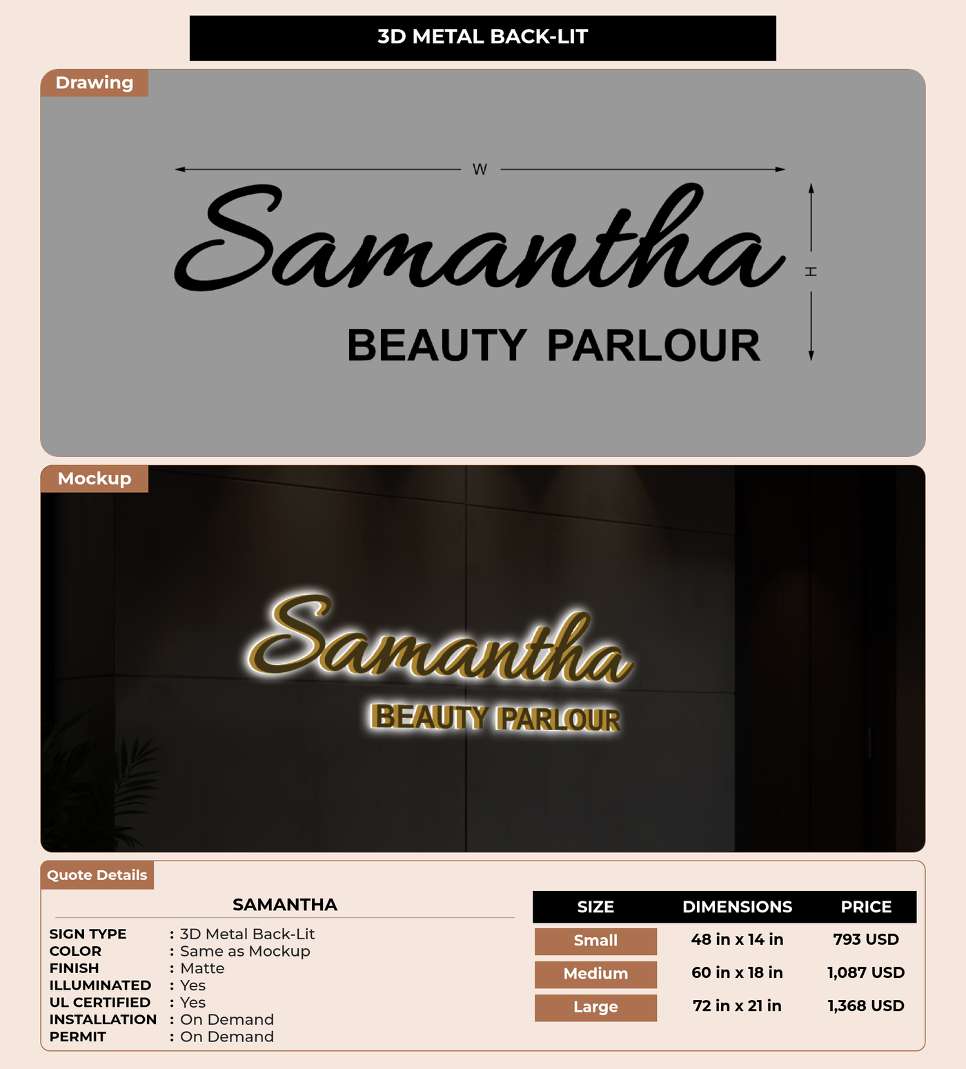 CUSTOM MOCKUP SIGN FOR Samantha
